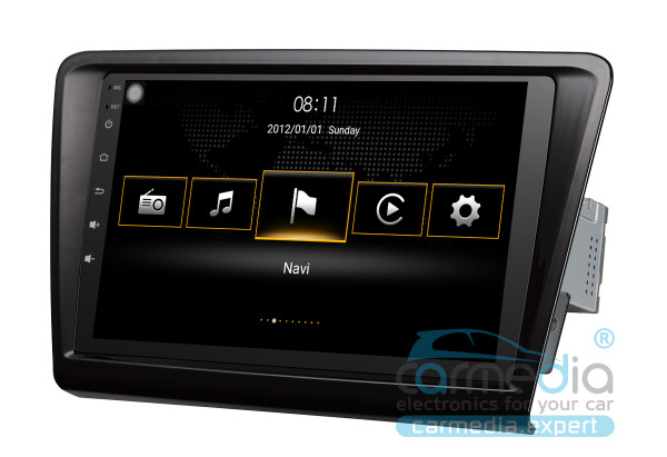 Skoda RAPID 2013+ MQB (для автомобилей высоких комплектаций, поддержка родных функций, есть внешний DVD в бардачок) CARMEDIA ASR-MIB-9074 Штатное головное мультимедийное устройство на OC Android 8.1