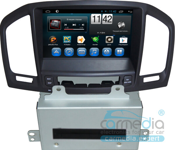 Opel Insignia 2009–2013 дорестайл, взамен CD300 и CD400, черный CARMEDIA QR-8035-T8-bl Штатное головное мультимедийное устройство на OC Android 7.1.2