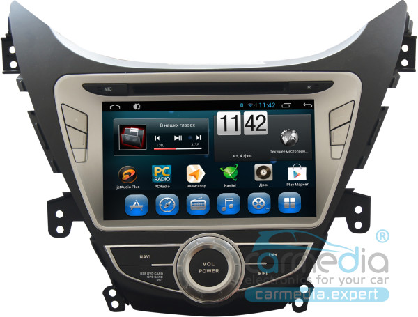 Hyundai Elantra 2011-2012/AVANTE  2011/I35 2011 (поддержка заводской камеры заднего вида) CARMEDIA QR-8011-T8 Штатное головное мультимедийное устройство на OC Android 8.1