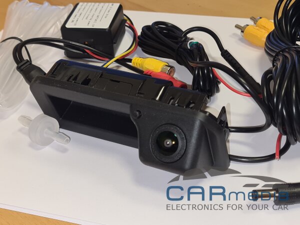 Audi / Skoda / Volkswagen в ручку открывания багажника CarMedia ZF-8249H-AQUA-AHD1080P Цветная штатная камера заднего вида AHD1080P25HZ-CVBS для автомобилей в ручку открывания багажника