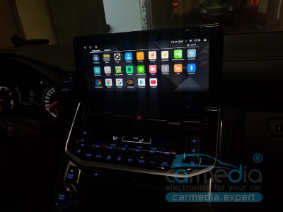  Toyota Land Cruiser 300 (с 2021г.в. ...) низкие комплектации CARMEDIA KP-T1210 (TS10 8x2,3 Ghz, 6Gb Ram, 128Gb ROM, IPS LCD, Wi-Fi, Bluetooth,  external microphone, 4G встроен, DSP) Штатное головное мультимедийное устройство на OS Android 10