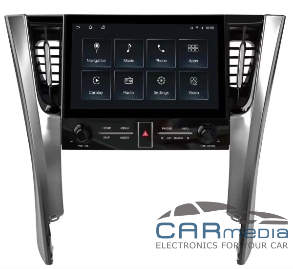 Toyota ALPHARD с 2015г.в. по 2019г.в. (комплекктации: 11 и более динамиков, поддержка кругового обзора) CARMEDIA ZH-T1101H (TS10 8x2,3 Ghz, 8Gb Ram, 128Gb ROM, IPS LCD, Wi-Fi, Bluetooth,  external microphone, 4G встроен, DSP) Штатное головное мультимедийн