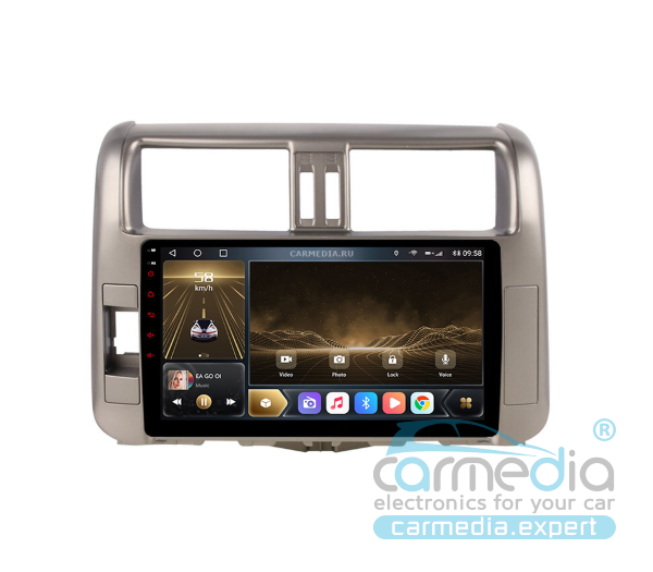  Toyota Land Cruiser PRADO 150 (с 2009г.в. по 2013г.в.) темно-серый, поддержка заводских усилителя и камеры CARMEDIA OL-9613-K7 (UIS7862 8x1,8 Ghz, 6Gb Ram, 128Gb ROM, DSP, 4G, AHD) Штатное головное мультимедийное устройство на OS Android 10