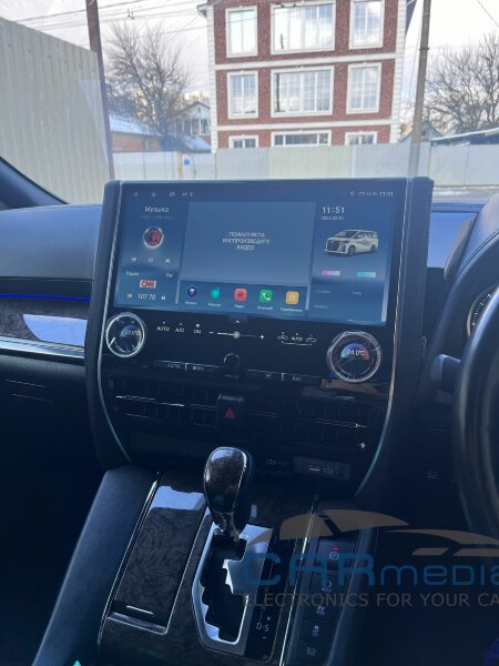 Toyota ALPHARD с 2015г.в. по 2019г.в. (поддержка все комплектаций высокие и низкие, усилитель, круговой обзор), цвет панели: ТЕМНЫЙ CARMEDIA ZH-T1401BL-AND13 (TS10 8x2,3 Ghz, 8Gb Ram, 128Gb ROM, IPS LCD, Wi-Fi, Bluetooth,  external microphone, 4G встроен,