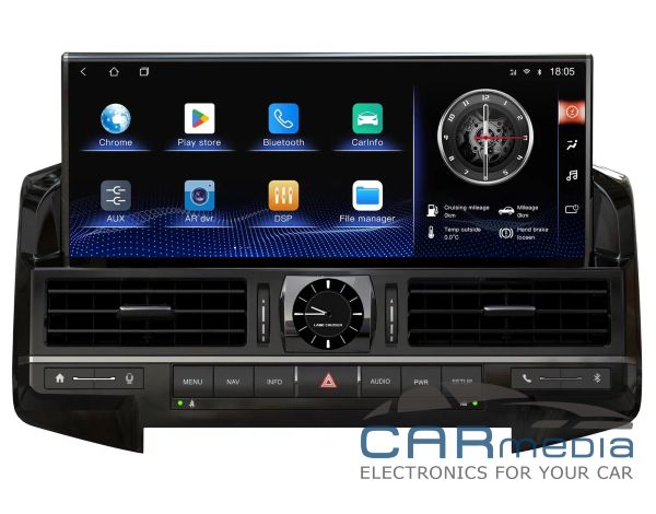 Toyota Land Cruiser 200 10.2015+ (для высоких комплектаций с круговым обзором) CARMEDIA ZH-T1269-AND13 (TS10 8x2,3 Ghz, 8Gb Ram, 128Gb ROM, IPS LCD, Wi-Fi, Bluetooth,  external microphone, 4G встроен, DSP) Штатное головное мультимедийное устройство на OS 