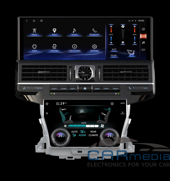 Toyota Land Cruiser 200 10.2015+ (для высоких комплектаций с круговым обзором и только с заводской камерой) GVIF/GPS OEM CARMEDIA ZH-T1604X-ver.8-128 (TS10 8x2,3 Ghz, 8Gb Ram, 128Gb ROM, IPS LCD, Wi-Fi, Bluetooth,  external microphone, 4G встроен, DSP) Шт