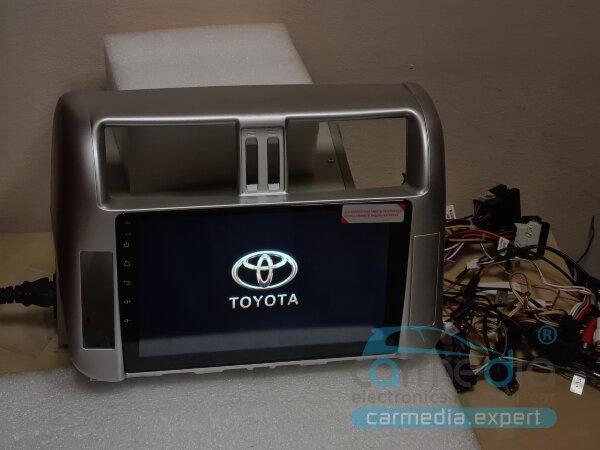 Toyota Land Cruiser PRADO 150 (с 2009г.в. по 2013г.в.) рамка: СЕРЕБРО, поддержка заводских усилителя и камеры CARMEDIA OL-9613-SILVER-S10-4G-DSP-10 Android 10 Штатное головное мультимедийное устройство