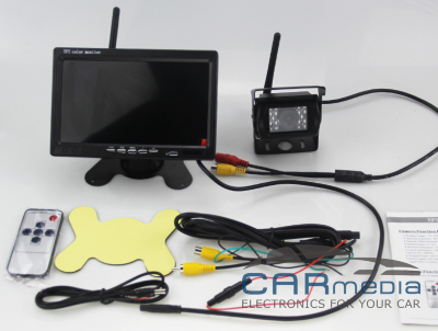 Беспроводной HD комплект видеообзора для коммерческого транспорта 12-24V 30-35 метров (камера IR +монитор 7 дюймов) CARMEDIA CM-TRUCK1-WR