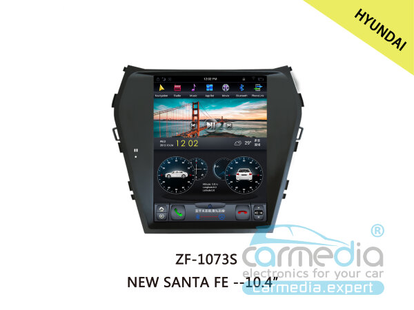 Hyundai Santa Fe 2012+ (DM), Grand Santa Fe 2014+ CARMEDIA ZF-1157 Tesla-Style Штатное головное мультимедийное устройство
