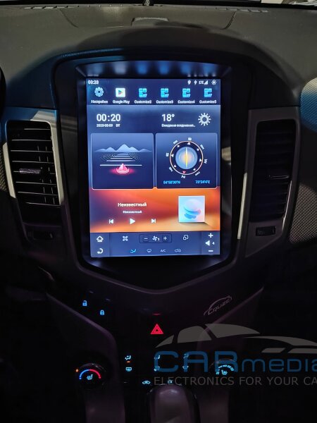 Chevrolet Cruze с 2009г.в. по 2012г.в. (поддержка бортового компьютера) CARMEDIA ZF-1019-Q6-DSP-8-128-LTE Tesla-Style (Android 11.0, 8x2.0 Ghz, 8Gb Ram, 128Gb ROM, SL4745 FM, TDA 7850, DSP6ch, Bluetooth 5.0, Glonass&gps, AHD, CarPlay, HDMI, вторая зона, 4